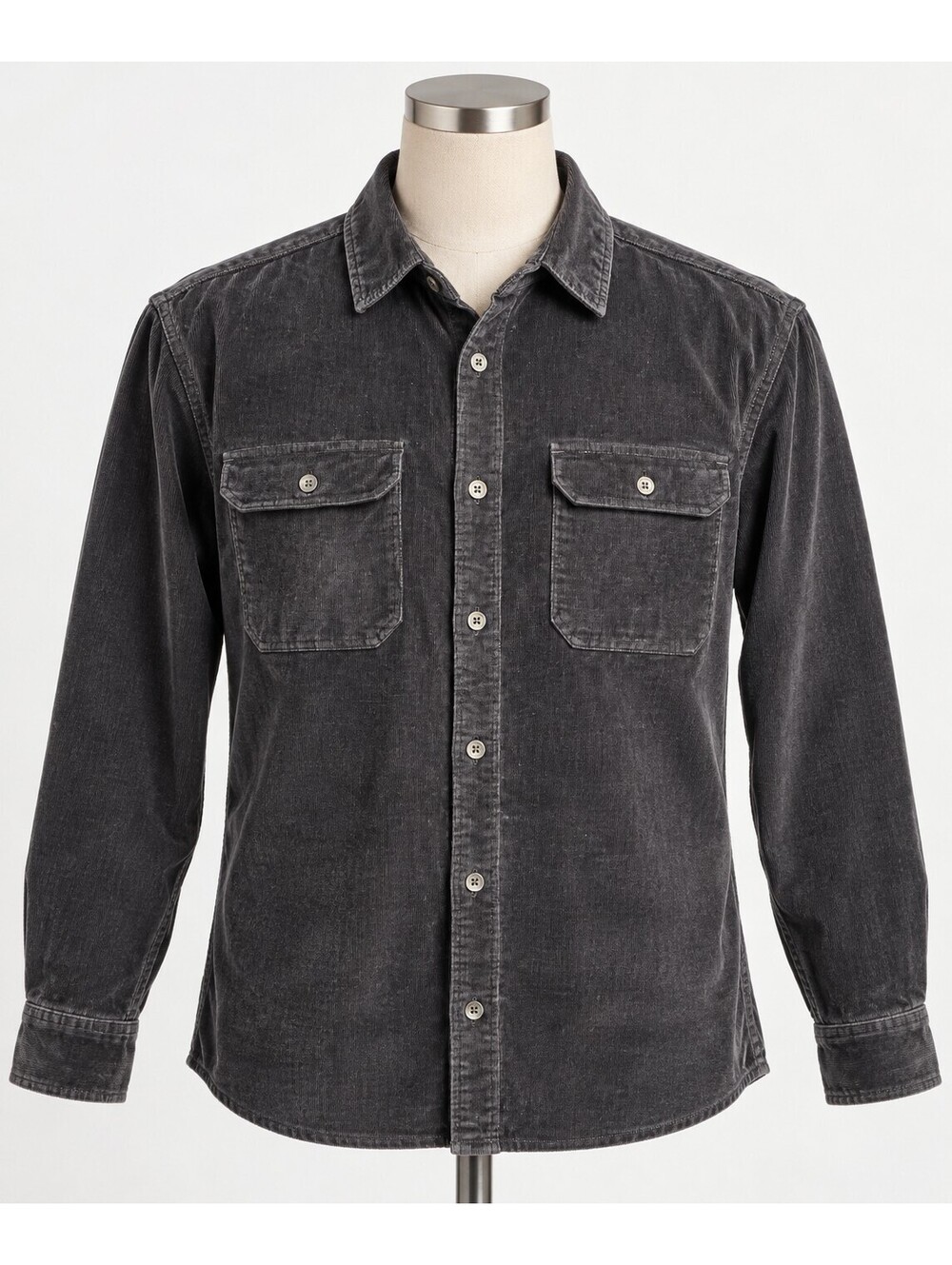 Apt. 9 Men's Slim Fit Black Corduroy Button-Up Shirt Large